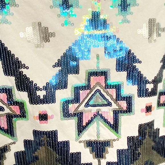 Express Sequin Blush Aztec Skirt Size Medium - Picture 5 of 6